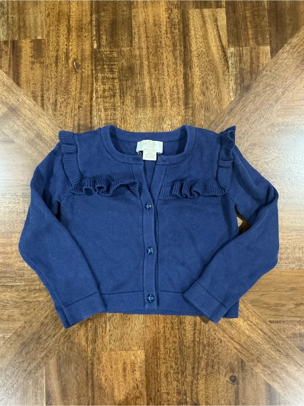 Kate Spade 24 Months Navy Ruffle Trim Cardigan